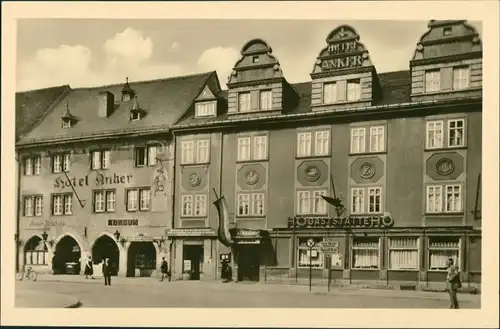 Ansichtskarte Saalfeld (Saale) HO-Hotel "Anker" 1954