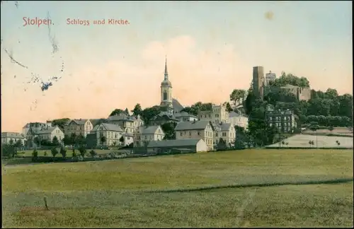 Ansichtskarte Stolpen Schloss und Kirche Panorma 1909