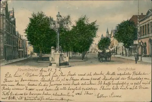 Ansichtskarte Neumünster Kutsche, Großflecken 1902 