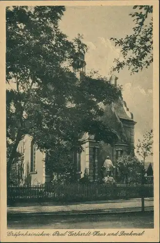 Ansichtskarte Gräfenhainichen Paul Gebhardt Huas und Kirche 1929 