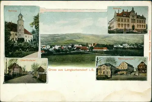 Langburkersdorf-Hohwald (Sachsen)  Oberförsterei, Schule Niedergericht 1913