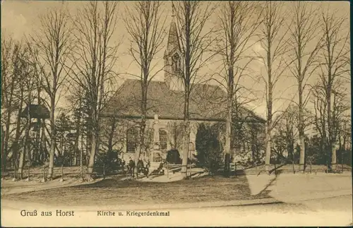Ansichtskarte Horst (Holstein) Kirche und Kriegerdenkmal 1915 