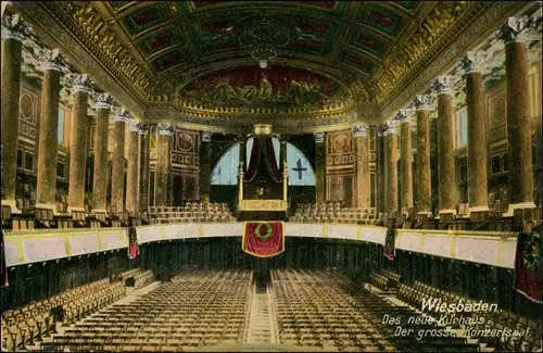 Ansichtskarte Wiesbaden Das neue Kurhaus, Der große Konzertsaal 1918