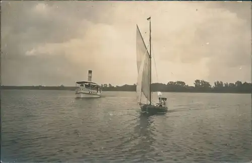 Foto  Dampfer und Segelschiff auf Meitlingsee 1921 Privatfoto