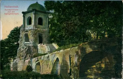 Ansichtskarte Halberstadt Aussichtsturm auf den Spiegelsbergen 1916