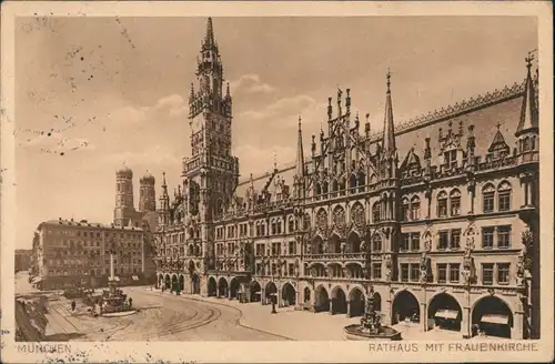 Ansichtskarte München Rathaus mit Frauenkirche 1929