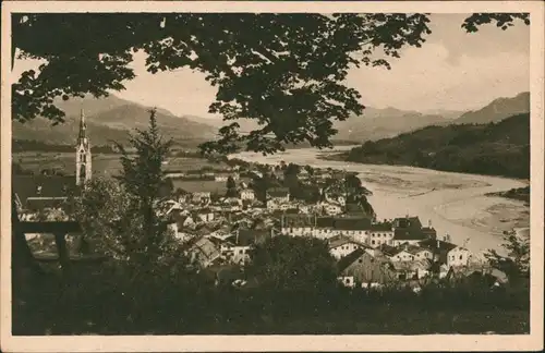 Ansichtskarte Bad Tölz Blick vom Kalvarienberg auf die Stadt 1930