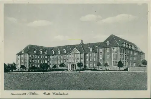 Ansichtskarte Neumünster Partie am Städt. Krankenhaus 1932 
