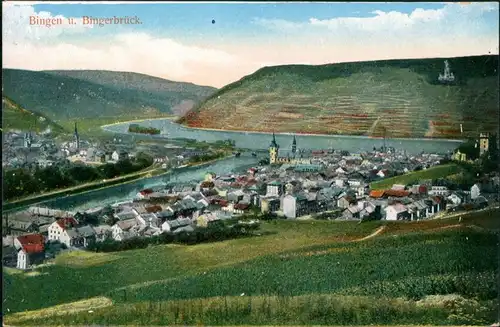 Ansichtskarte Bingen am Rhein Blick auf die Stadt 1913