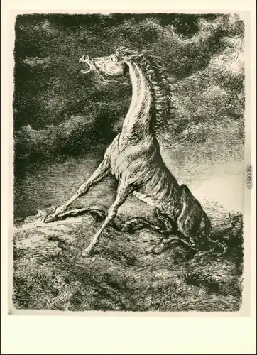  Politische Zeichnung: Das Grauen, Widerstand, augemerkeltes Pferd 1934