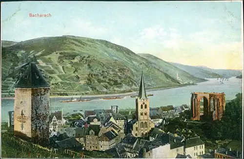 Ansichtskarte Bacharach Blick auf den Ort 1907