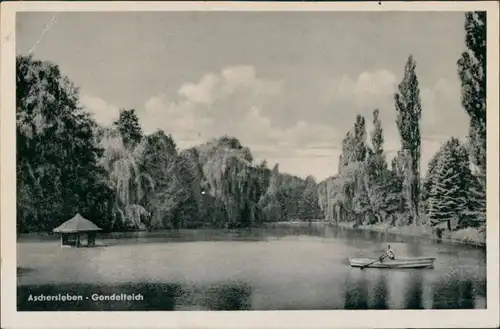 Ansichtskarte Aschersleben Gondelteich 1954