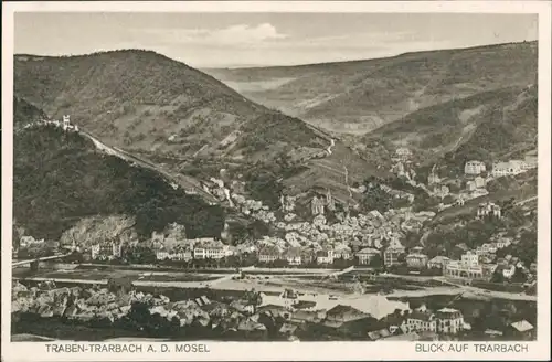 Ansichtskarte Trarbach-Traben-Trarbach Blick auf Ort und Mosel 1918