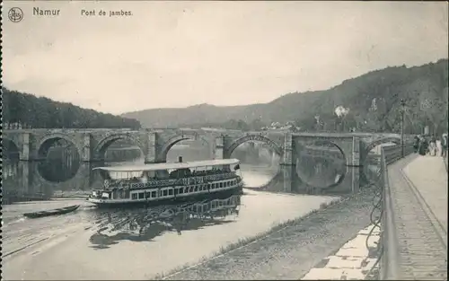 Namur Namen / wallonisch: Nameûr Maasbrücke/Pont le Jambe, Fähre 1913