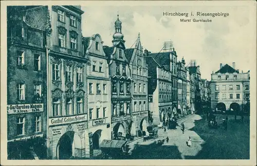 Hirschberg (Schlesien) Jelenia Góra Geschäfte, Markt - Garnlaube 1918