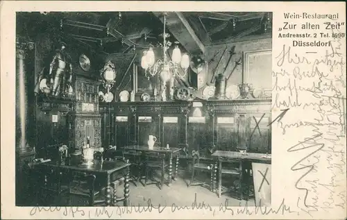 Ansichtskarte Düsseldorf Wein Restaurant zur alten Stadt Andreasstrasse 1910 