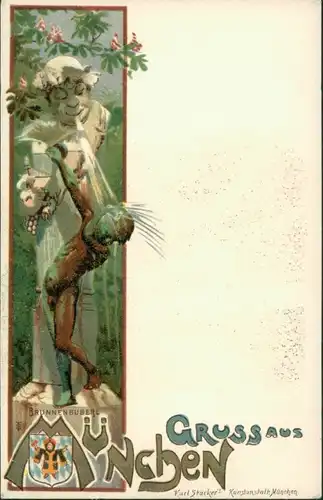 Ansichtskarte München Brunnenburberl: Künstlerkarte 1898 