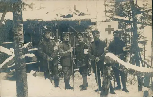 .Russland Soldaten vor Behelfslazarett im Winter WK1 Rußland 1914 