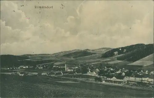 Postcard Röwersdorf (Třemešná) Stadt und Bahnhof 1914 