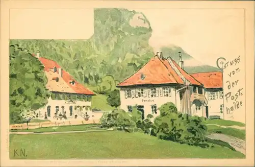 Ansichtskarte Breitnau Künstlerkarte von der Posthalde 1909