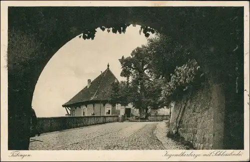 Ansichtskarte Tübingen Jugendherberge mit Schlosslinde 1930 