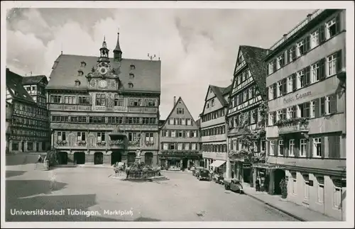 Ansichtskarte Tübingen Marktplatz, Hotel Lamm 1934 
