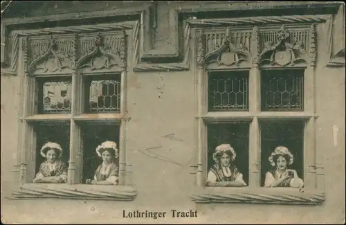 Lothringen (allgemein) Frauen in Tracht am Fenster, Lothringen Typen 1916 