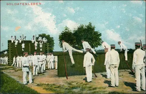 Ansichtskarte  Soldaten bei der Übung, Parcour 1915 