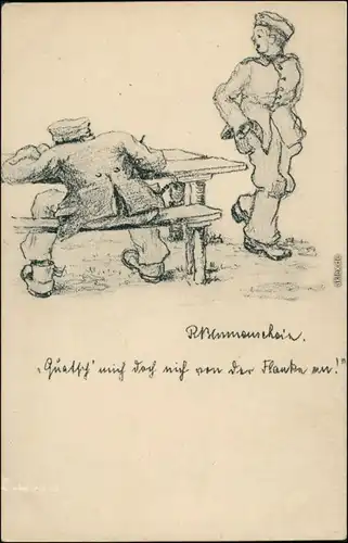 Ansichtskarte  Serz, Künstlerkarte - Soldaten WK1 1916 