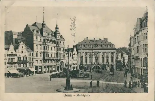 Ansichtskarte Bonn Marktplatz - Geschäfte 1922 