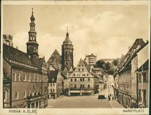 Ansichtskarte Pirna Partie am Marktplatz 1924 