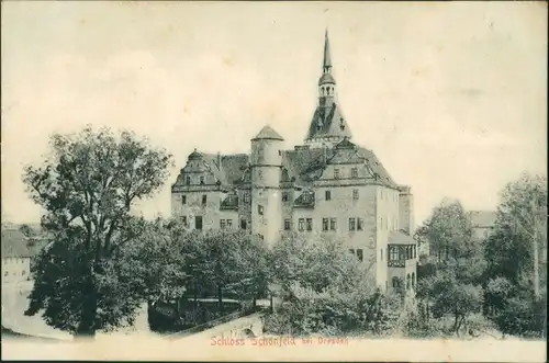Ansichtskarte Schönfeld - Weißig-Dresden Partie am Schloß Schönfeld 1905 