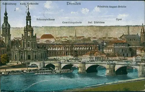 Ansichtskarte Innere Altstadt-Dresden Künstlerkarte: Stadt 1927 