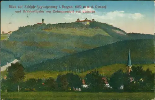 Ansichtskarte Augustusburg Erzgebirge Fernblick auf das Schloss 1925 