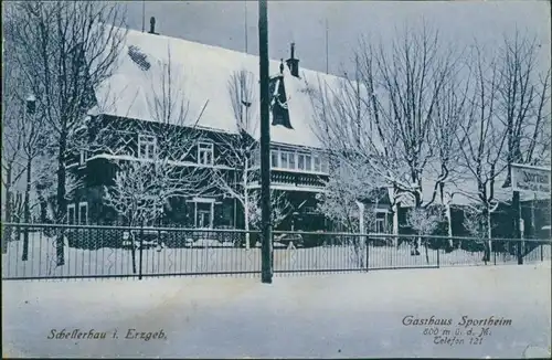 Schellerhau-Altenberg (Erzgebirge) Gasthaus Sportheim im Winter 1909 