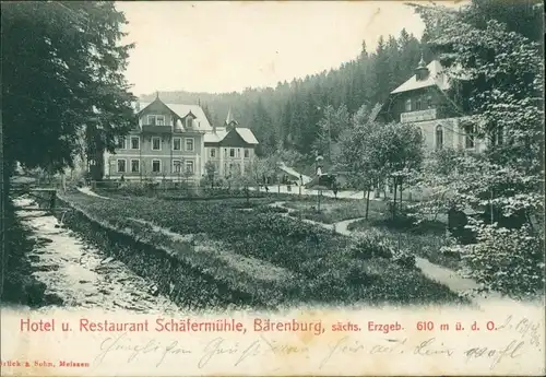 Bärenfels (Erzgebirge)-Altenberg Hotel Restaurant Schäfermühler 1909