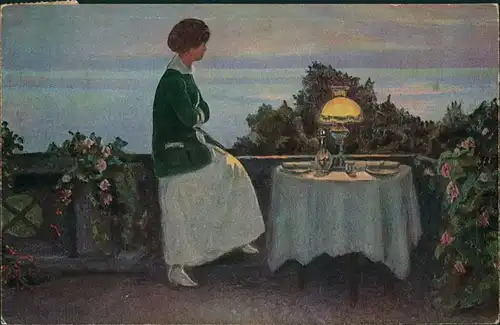  Künstlerkarte: Gemälde / Kunstwerke - Erwartungsvoll - Han Ventes 1929