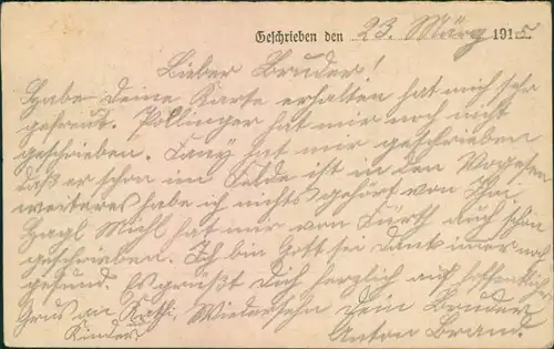 Feldpostkarte S.B. I.B. 6. Infantrie Division Feldpost 1915