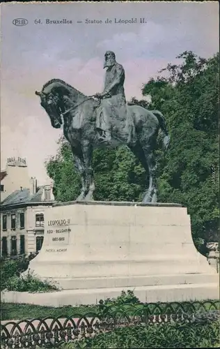 Postkaart Brüssel Bruxelles Statue von Leopold II zu Ross 1916