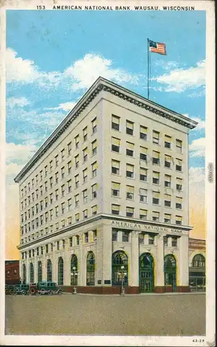 Postcard Wausau American National Bank 1935