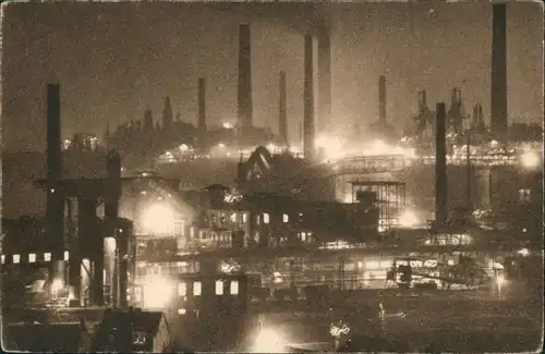Ansichtskarte Völklingen Eisenwerk bei Nacht 1935