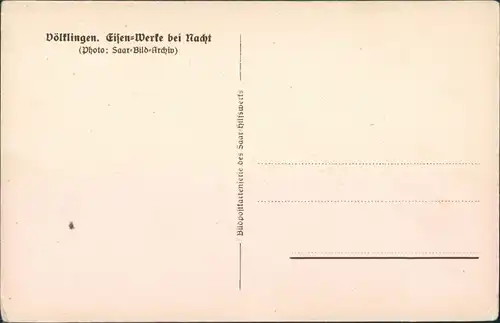 Ansichtskarte Völklingen Eisenwerk bei Nacht 1935