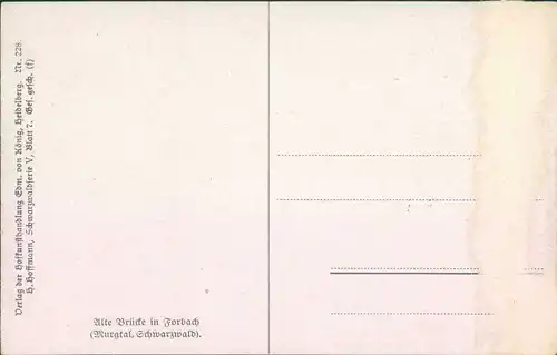 Ansichtskarte Forbach (Baden) Alte Holzbrücke 1918