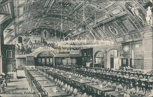 Ansichtskarte München Hofbräuhaus - Festsaal 1913