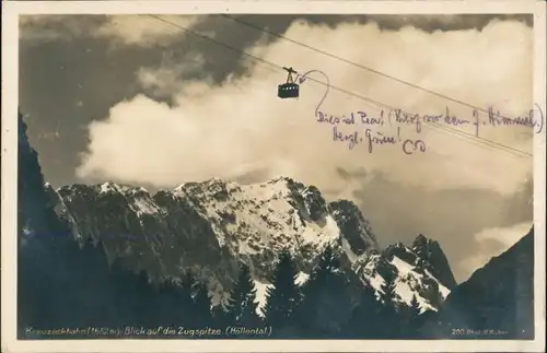 Ansichtskarte Grainau Zugspitze - Wettersteingebirge - Kreuzeckbahn 1927