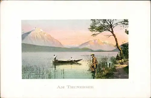 Interlaken Künstlerkarte: Gemälde / Kunstwerke - Am Thunersee 1908