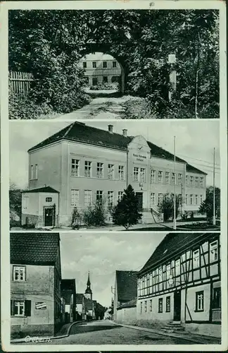 Ansichtskarte Gröbern-Niederau LK Meißen 3 Bild: Straße, Schule, Stadt 1936