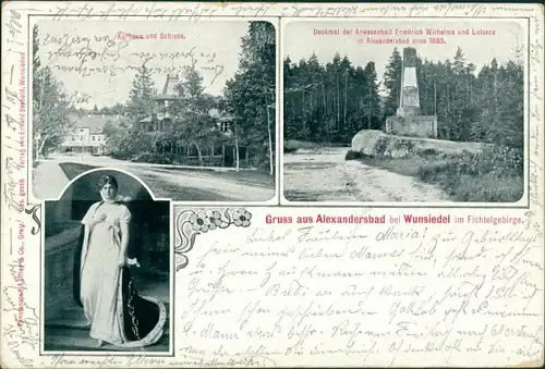 Ansichtskarte Wunsiedel (Fichtelgebirge) 3 Bild: Anlagen, Denkmal 1902 