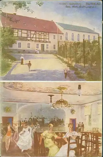 Ansichtskarte Burkau (Oberlausitz) Porchow 2 Bild: Gasthaus und Saal 1910 