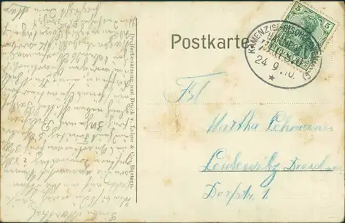 Ansichtskarte Burkau (Oberlausitz) Porchow 2 Bild: Gasthaus und Saal 1910 